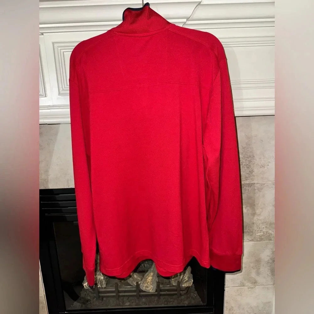 IZOD Men's 1/4 Zip Sweater Performance Wicking UPF-15 Pull Over Red Navy XL - Picture 2 of 7